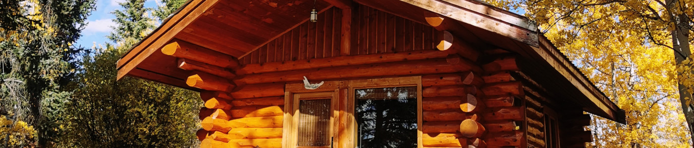 Header photo of Walker's cabin, dock gateway, fish house