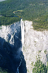 View of the falls and river at the bottom