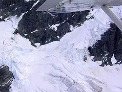 Photo courtesy of Miriam Schilling. Great chunks of ice split as they move over rocks.